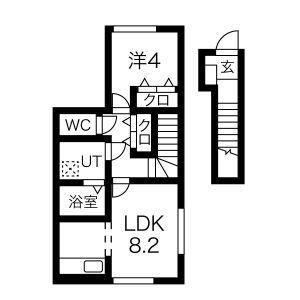 CKクレセント(1LDK/2階)の間取り写真