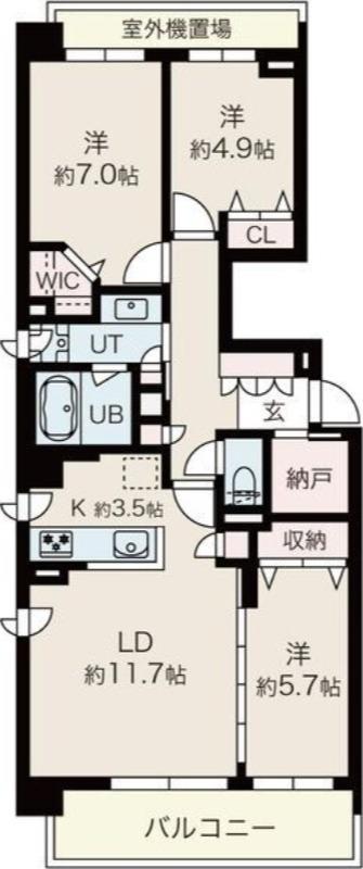 ル・コルヌイエ山鼻(3LDK/4階)の間取り写真