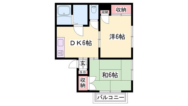 ハーモニープラザメイプルI(2DK/1階)の間取り写真