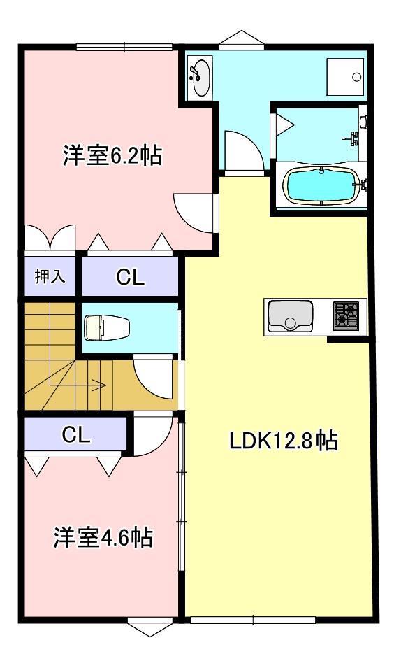 INTEGRAL鳥羽I(2LDK/2階)の間取り写真