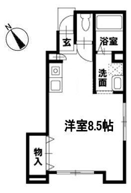 セノーテ(ワンルーム/1階)の間取り写真
