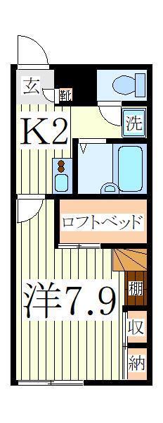 メゾンシャルム(1K/2階)の間取り写真