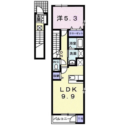 ミラージュA(1LDK/2階)の間取り写真