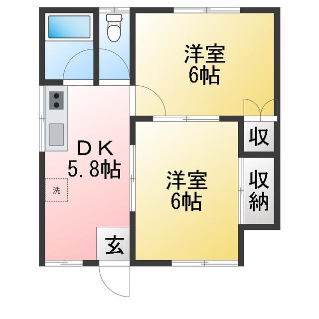 丸桂コーポII(2DK/2階)の間取り写真