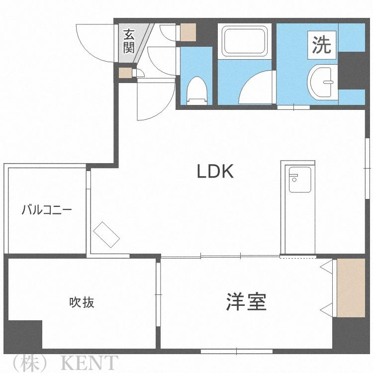 円山シャトー桂和医大前(1LDK/4階)の間取り写真