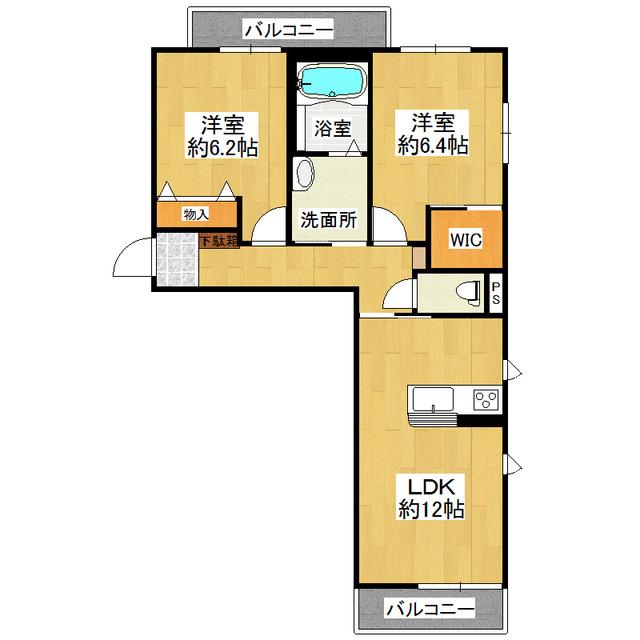 FOREST LOUNGE(2LDK/2階)の間取り写真