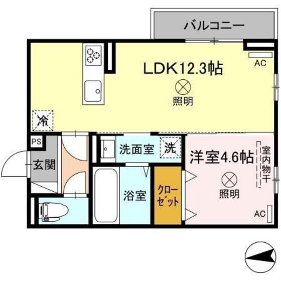 フェリーチェ亀山 A棟(1LDK/2階)の間取り写真