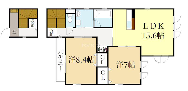 下鴨マンション(2LDK/2階)の間取り写真
