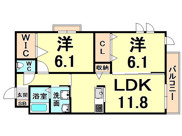 シャーメゾンMV-VI(2LDK/1階)の間取り写真