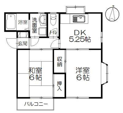 ハイツベルマーレIII(2DK/2階)の間取り写真