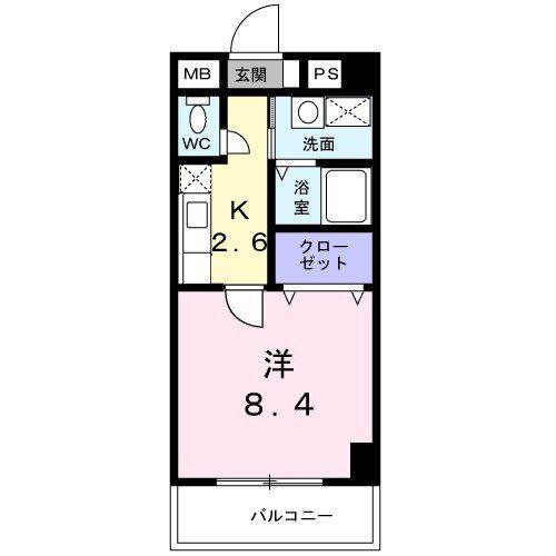 ベルフルール・エヌエス(1K/6階)の間取り写真