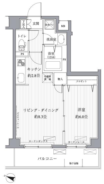 サニーリヴ北新横浜(1LDK/6階)の間取り写真