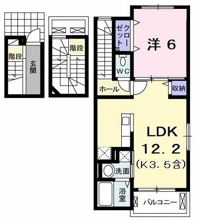 フェリスコート(1LDK/3階)の間取り写真