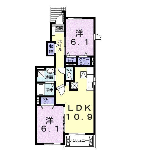 ルーセント・S I(2LDK/1階)の間取り写真