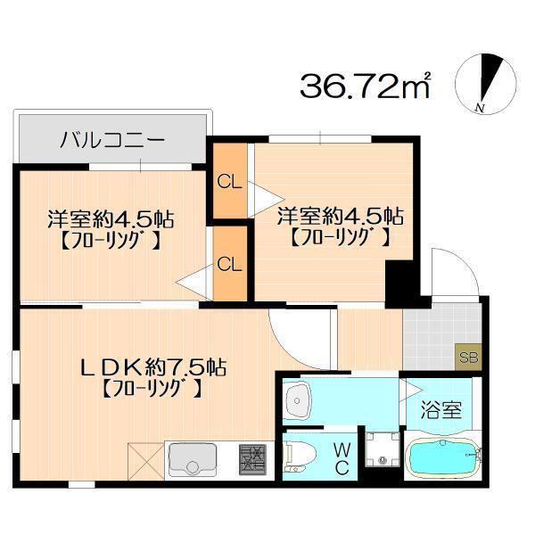 SAY-RYU平尾(2LDK/3階)の間取り写真