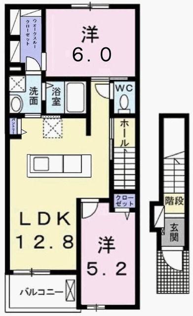 エクセル デュオ I(2LDK/2階)の間取り写真