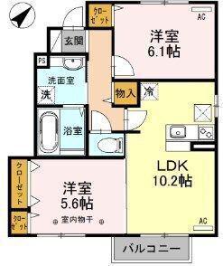 フォーゲルテラス グリューンⅡ(2LDK/1階)の間取り写真