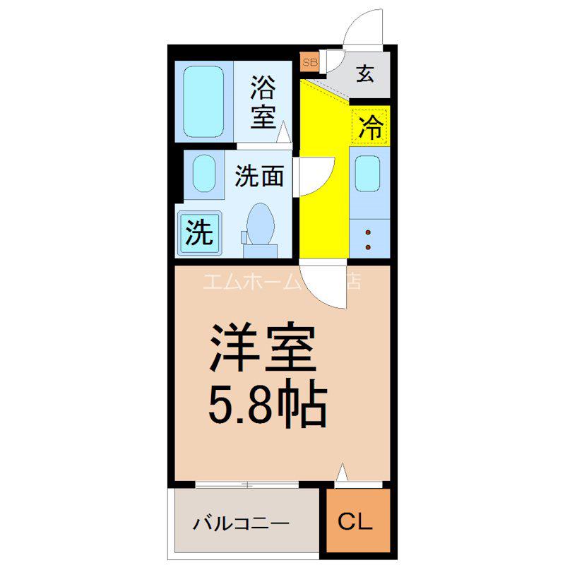 A-FLAT(1K/3階)の間取り写真