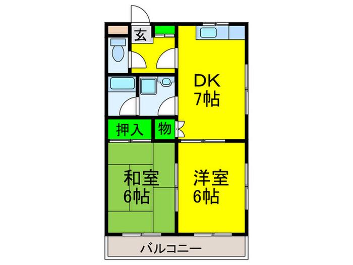 プルミエ(2DK/1階)の間取り写真