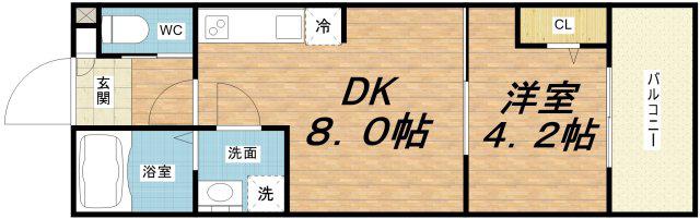 ALEGRIA鶴見区今津(1LDK/3階)の間取り写真