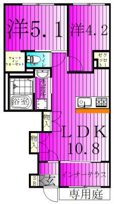 ノイエプルーシア(2LDK/1階)の間取り写真