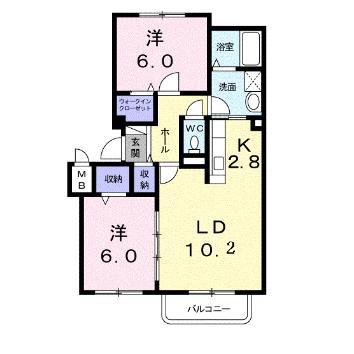 キャトルセゾンA(2LDK/4階)の間取り写真