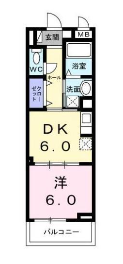 ボワ リュネール(1LDK/2階)の間取り写真