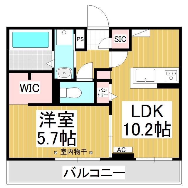 ライフコア南俣(1LDK/2階)の間取り写真