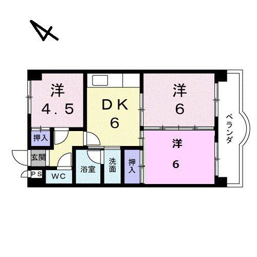 クレセントマンション(3DK/3階)の間取り写真