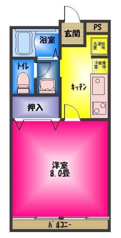 ステラコート下賀茂(1K/1階)の間取り写真