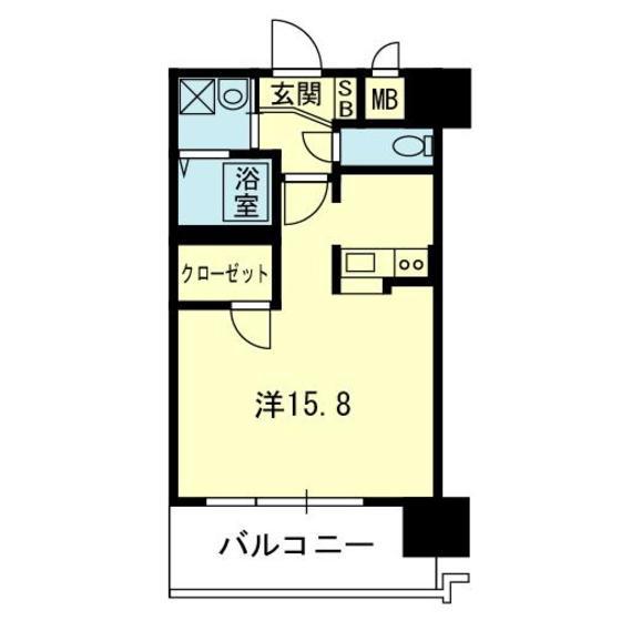 ライズ熊大病院前II(1K/4階)の間取り写真