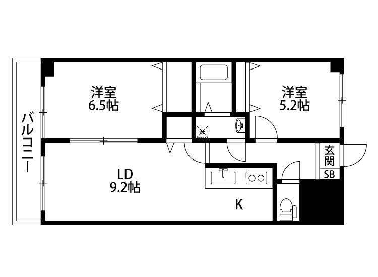 パークハイツ万代(2LDK/4階)の間取り写真