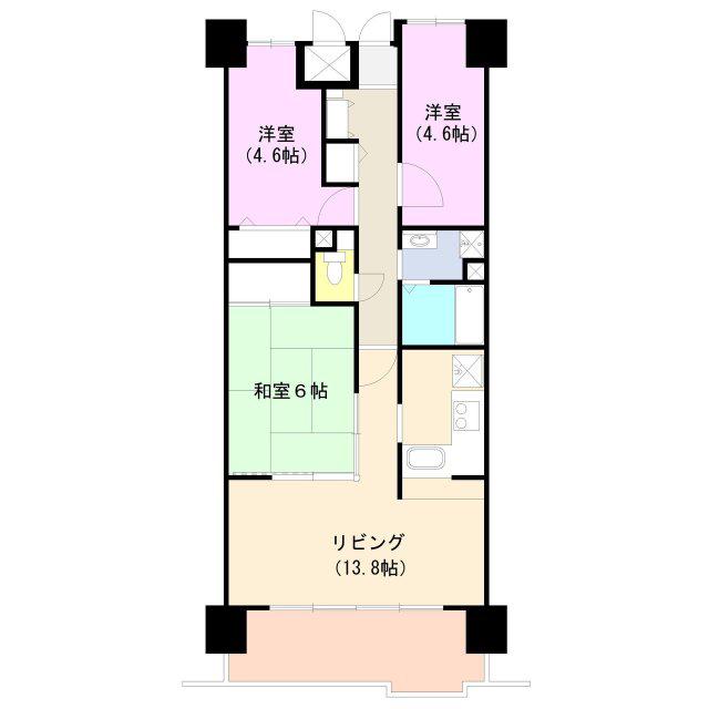 高砂アーバンコンフォート(3LDK/8階)の間取り写真