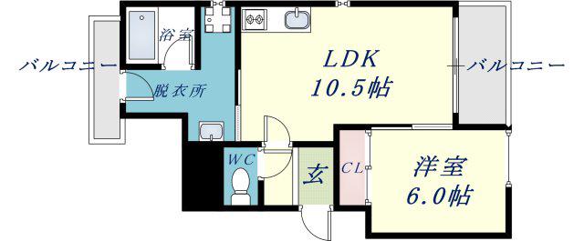ラムール布施(1LDK/5階)の間取り写真