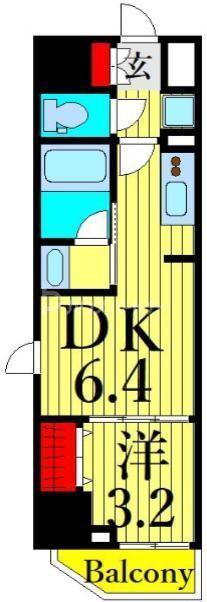 ドゥーエ日暮里II(1DK/13階)の間取り写真