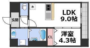 フォーゼ舟橋町(1LDK/9階)の間取り写真