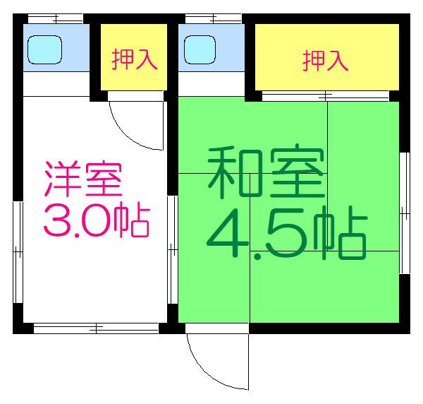 コスモス荘(1K/1階)の間取り写真