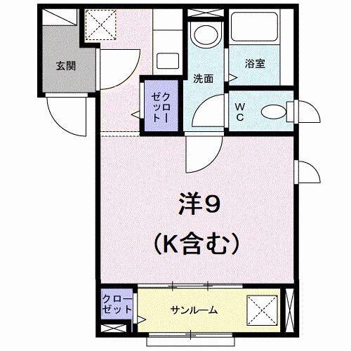 ベルーナ(ワンルーム/1階)の間取り写真