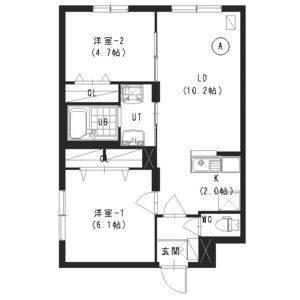 プレシェルト澄川(2LDK/2階)の間取り写真