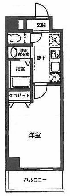 ボヌール和泉(1K/3階)の間取り写真