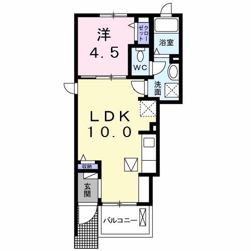 シーダー ヒル(1LDK/1階)の間取り写真