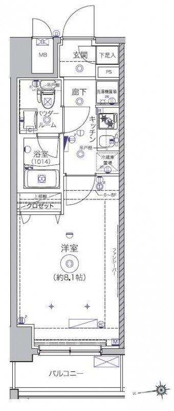 クレイシア秋葉原(1K/6階)の間取り写真