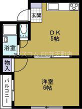 JPアパートメント港III(1DK/2階)の間取り写真