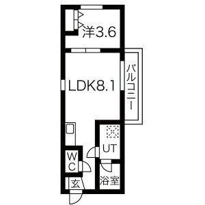 フォレスト笠寺(1LDK/3階)の間取り写真