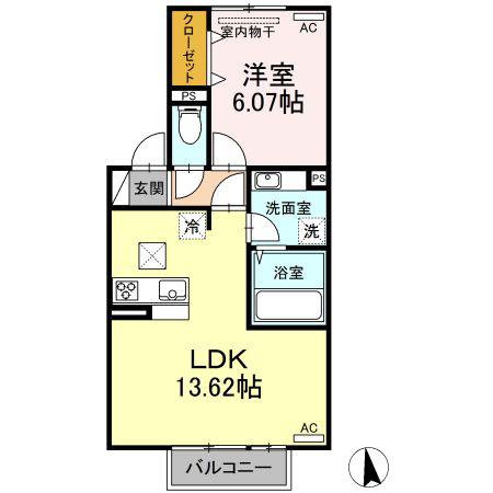 BEST COLOR(1LDK/1階)の間取り写真