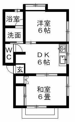 コアパレスひろはた(2DK/2階)の間取り写真