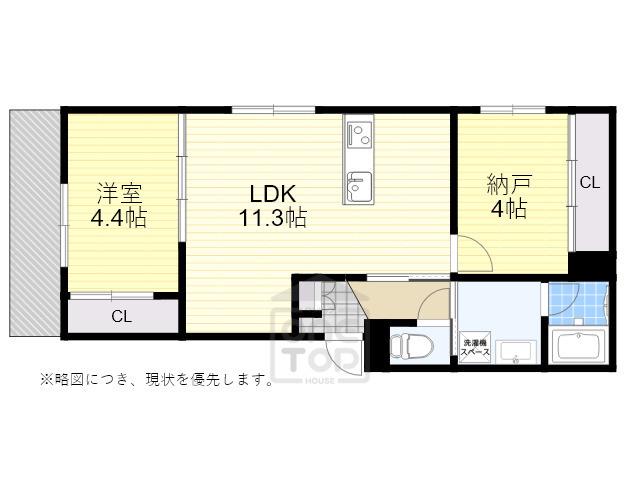ル・ロワ千里山東(1SLDK/1階)の間取り写真
