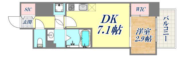 セレニテ神戸ミラク(1DK/12階)の間取り写真