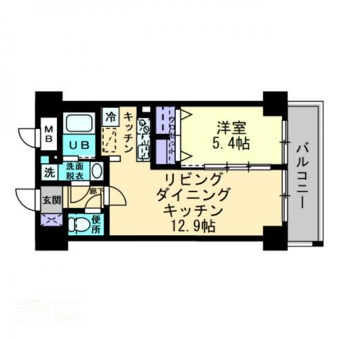 アンパレ内町(1LDK/10階)の間取り写真