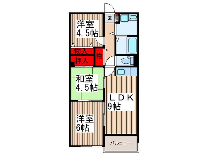 リヴィエールⅡ(3LDK/2階)の間取り写真